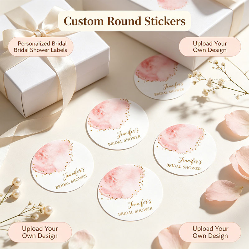 Personalized Name Box - Autocollants ronds personnalisés en or rose