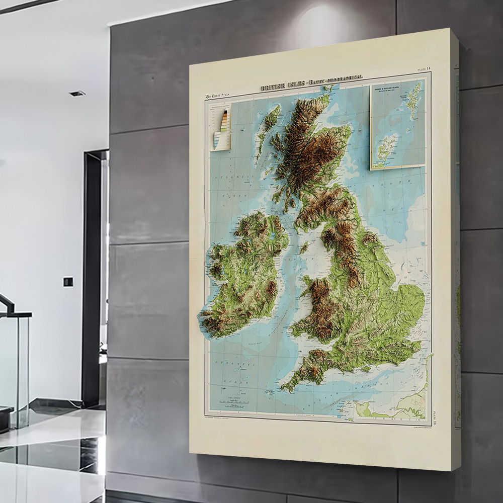 Carte en relief 3D des îles br - Custom Map Poster avis et prix