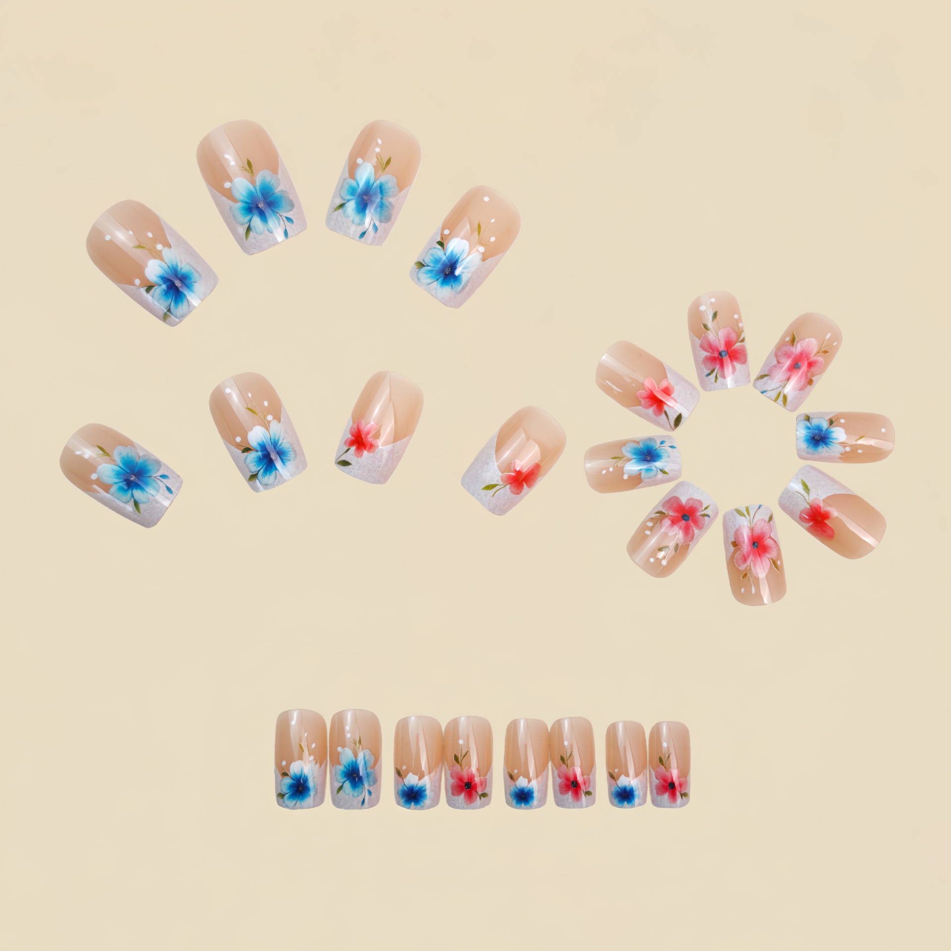 Faux ongles courts et moyens p - Pressed Flower Art avis et prix